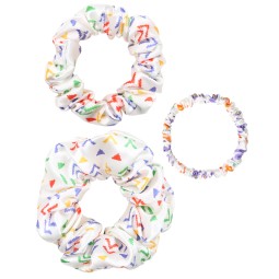 Wholesale Custom Personalized Logo Printed Pattern Luxury Satin Mulberry Silk Hair Tie Set Scrunchi Scrunchies With Sleeping