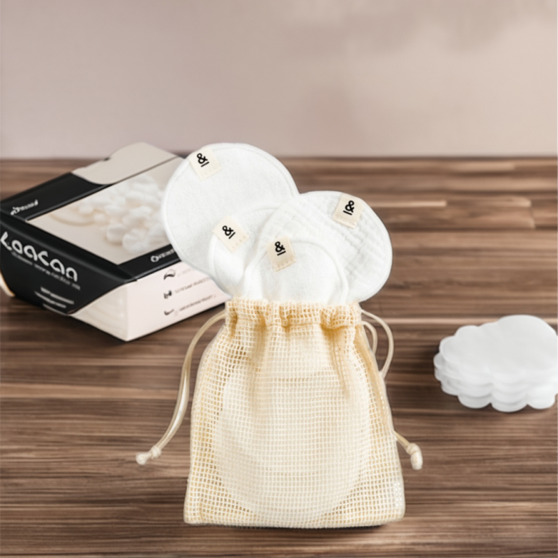 Organic Cotton Bamboo Makeup Remover Pads Soft Eco-Friendly Round Cosmetic Cotton Pads with Laundry Mesh Bag