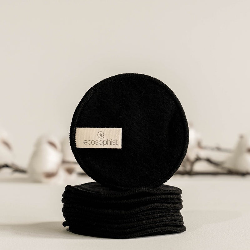 OEM Reusable Organic Bamboo Cotton Charcoal Facial Cleaning Pads Eco-Friendly Non-Toxic Makeup Remover Washable Custom Labeling