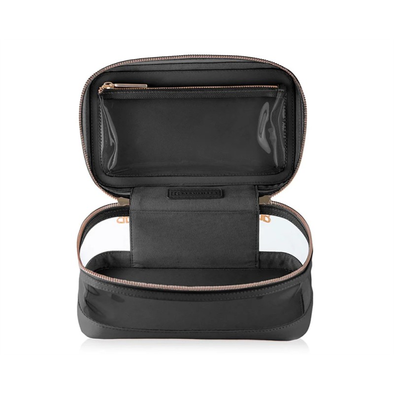 Luxury Large PU Leather Clear PVC Zipper Pouch Cases Custom Logo Professional Toiletry Travel Makeup Cosmetic Vanity Bag 50g