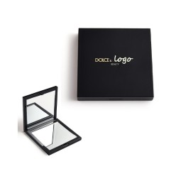 Factory Wholesale Black ABS Plastic Folding square Portable Compact Cosmetic Makeup Pocket Small Gift Mirror