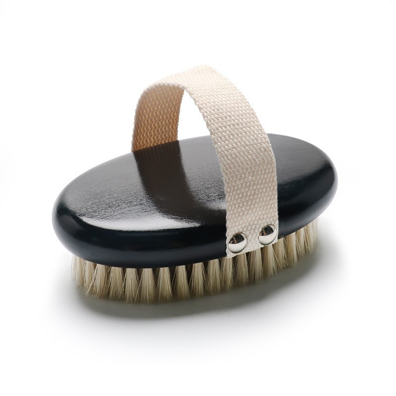 Custom Print LOGO Skin Anti Cellulite Natural Bristle Exfoliating Bath Brush with Massage Dry Body Bath Brush