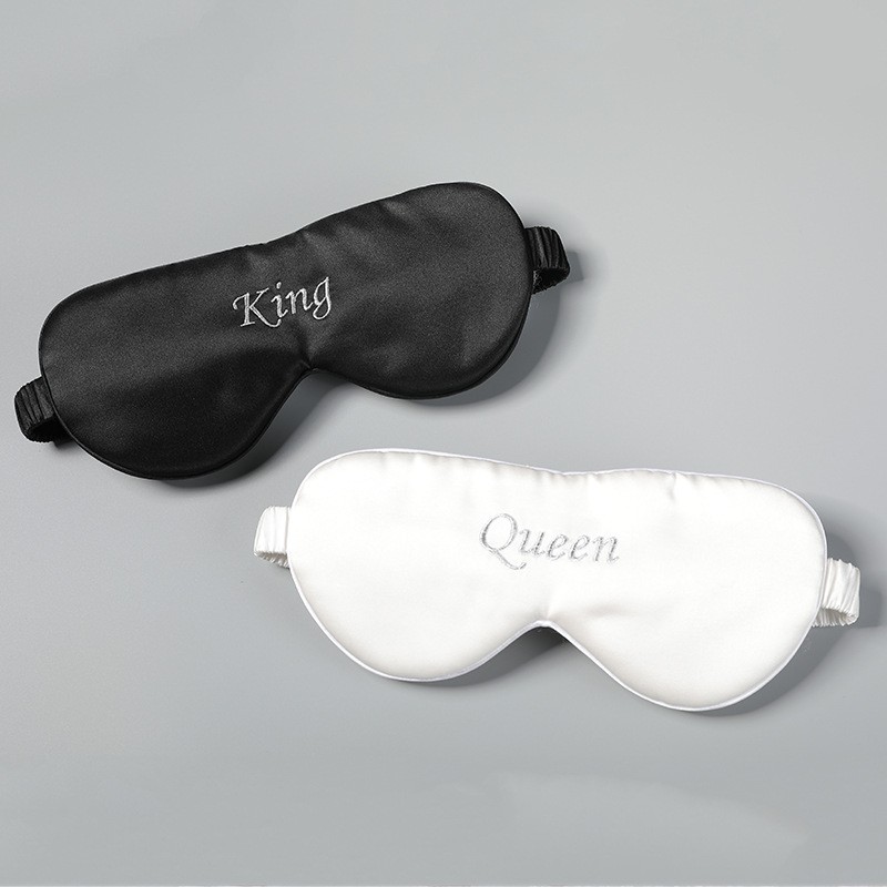 Custom Wholesale Sleeping Silk Eye Mask Set Embroidery Logo Mulberry Printed 100% Silk Eye Mask