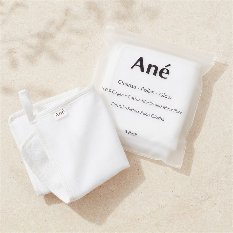Eco-friendly Customized Logo Bamboo Cotton Double Sided Muslin Face Cloth Facial Cleaning Towel