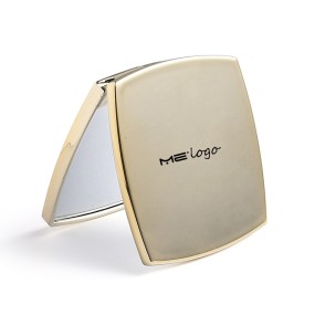 Wholesale Custom Logo Double-sided Square Shaped Black Gold Metal Pocket Mirror Compact Makeup Cosmetic Mirror