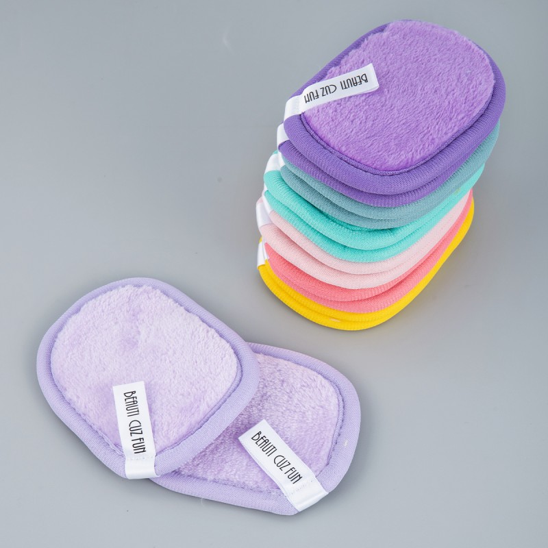 Customization Square Reusable Flannel Microfiber Makeup Remover Pads Facial Exfoliating Cleaning  Cloth for Washing Face