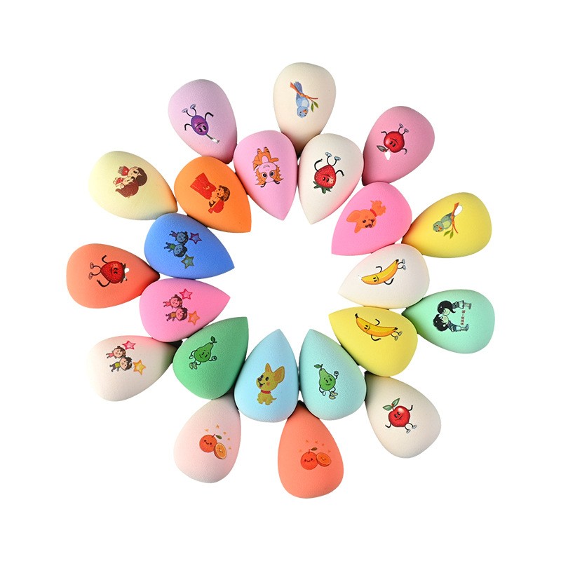 Wholesale Sustainable Custom Logo Personalized UV Cute Print Free Latex Soft Makeup Sponge Foundation Beauty Sponge Blender