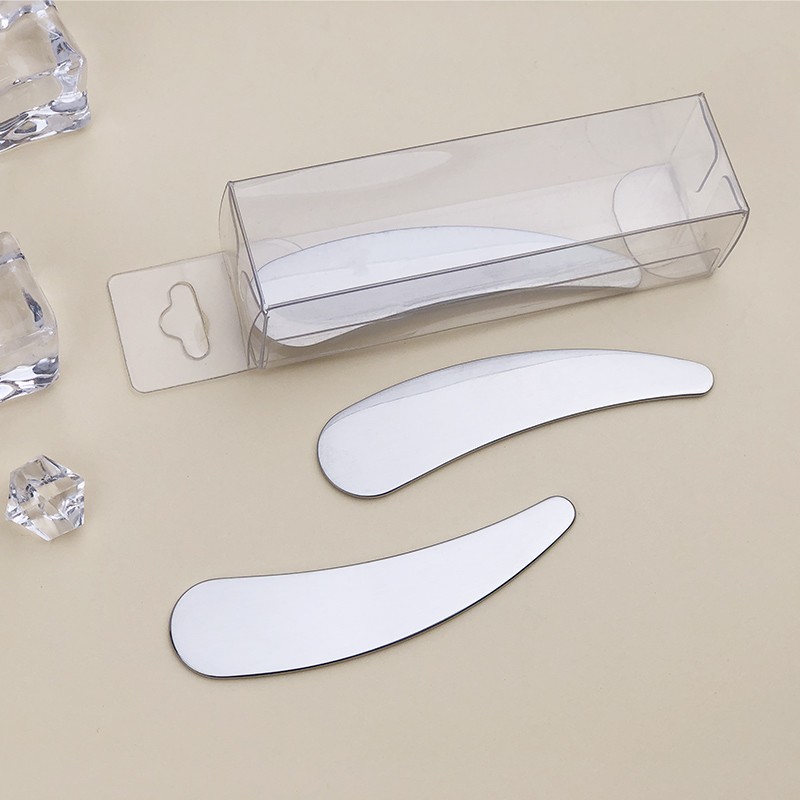 Custom Facial Cosmetic Spoon Metal Zinc Stainless Steel and Plastic Silicon Spatula for Eye Cream Application