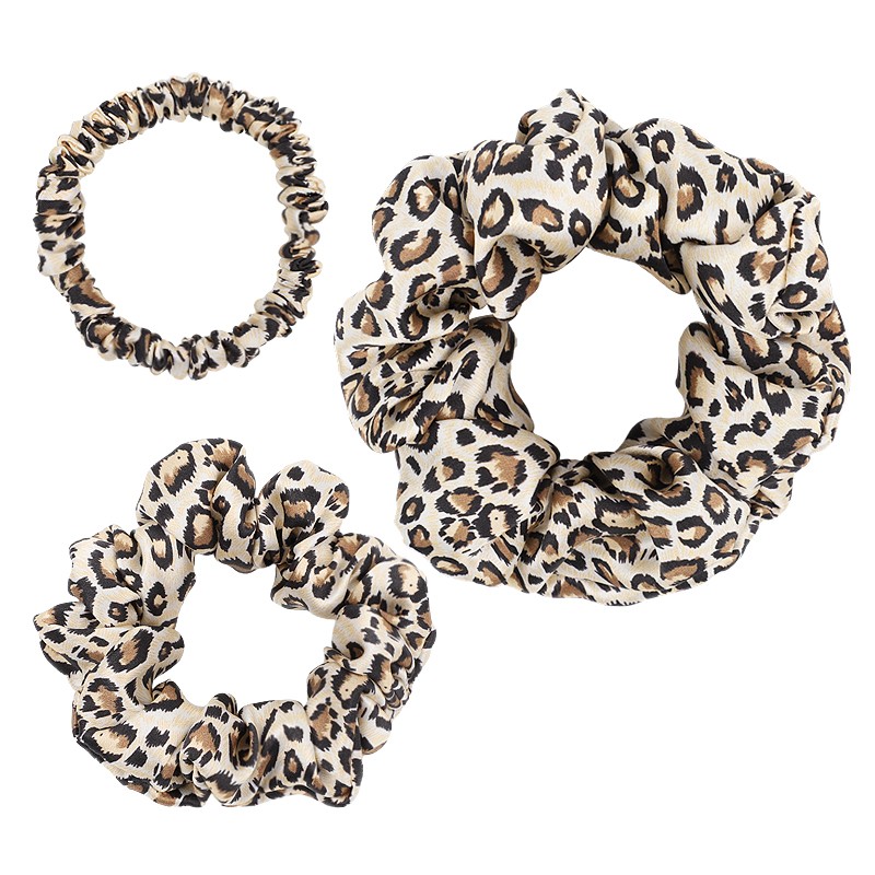 Wholesale Custom Personalized Logo Printed Pattern Luxury Satin Mulberry Silk Hair Tie Set Scrunchi Scrunchies With Sleeping