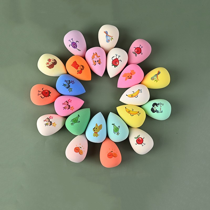 Wholesale Sustainable Custom Logo Personalized UV Cute Print Free Latex Soft Makeup Sponge Foundation Beauty Sponge Blender