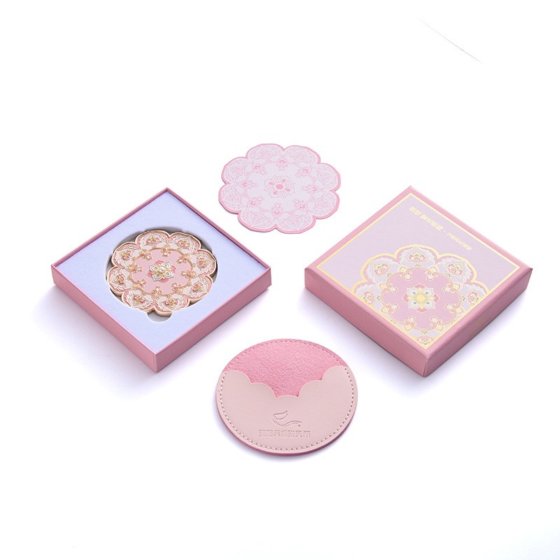 Custom logo Promotion Gift Colorful Hard Soft Enamel Flower Travel Small Portable Metal Pocket Cosmetic Mirror