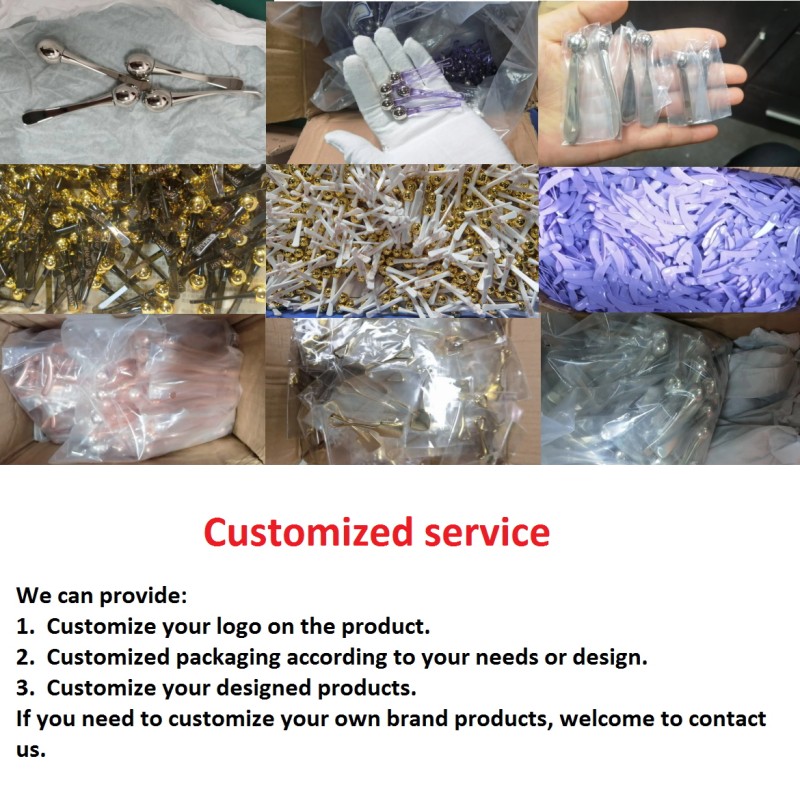 Custom Facial Cosmetic Spoon Metal Zinc Stainless Steel and Plastic Silicon Spatula for Eye Cream Application