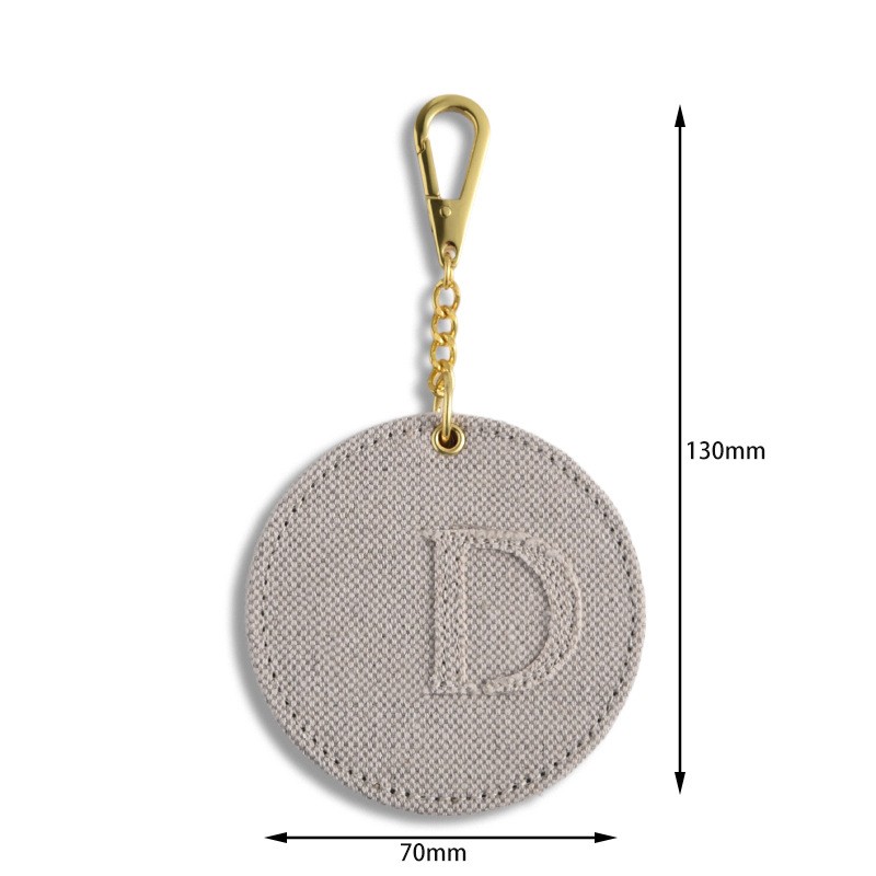 PU Leather Fabric Wrapped Circular Rotating Mirror Chain Keychain Hanging Bag Mirror Portable Small Gift Mirror
