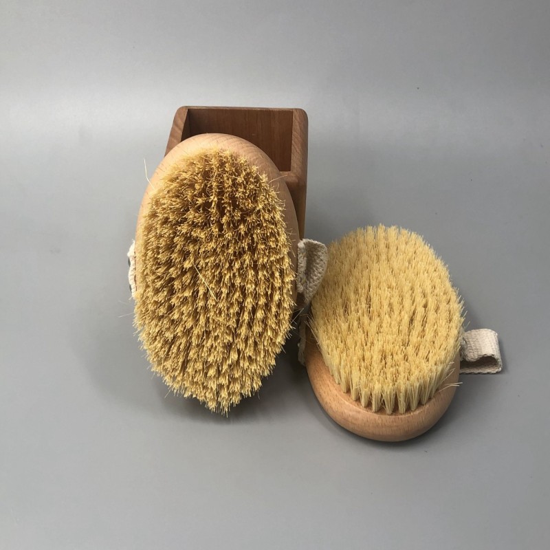 IN STOCK Wholesale High Quality Bamboo Dry Skin Body Brush Boar Bristles Bath Brush