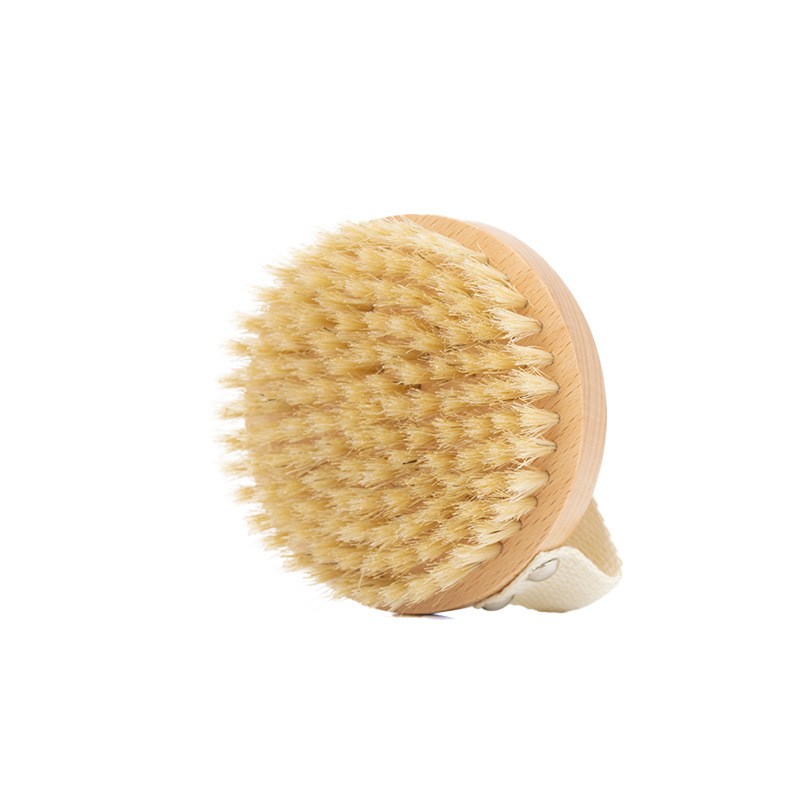 Custom Print LOGO Skin Anti Cellulite Natural Bristle Exfoliating Bath Brush with Massage Dry Body Bath Brush
