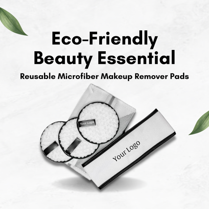 Custom Logo Effective Eco Friendly Reusable Washable Microfiber Makeup Removal Pads Bath Spa Headband