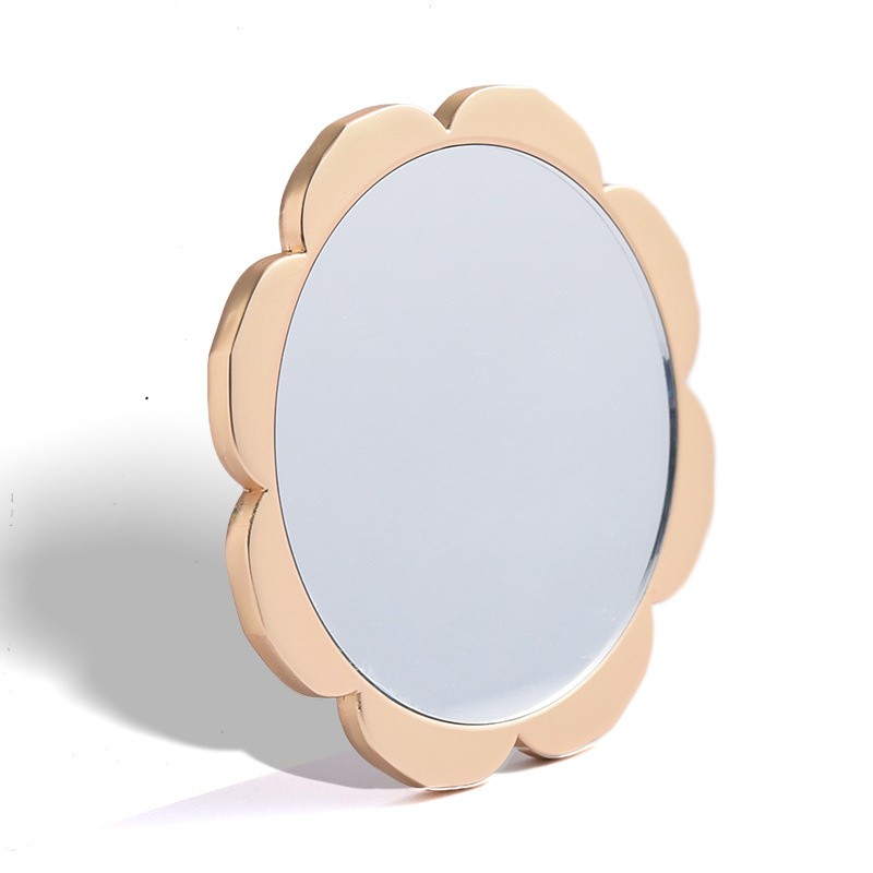 Custom logo Promotion Gift Colorful Hard Soft Enamel Flower Travel Small Portable Metal Pocket Cosmetic Mirror