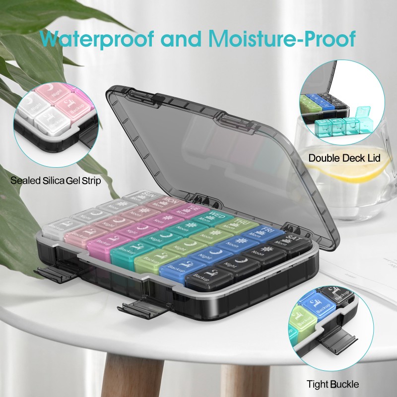 Hot Selling Wallet-Style 7 Compartment Pill Box | Eco-Friendly & Portable Medicine Organizer Plastic Pill Organizer