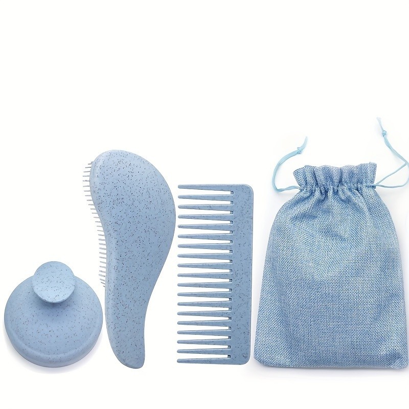 Custom Logo Wheat Straw Wet and Dry Dual Use Handheld Silicone Hair Care Comb Scalp Massager Shampoo Brush