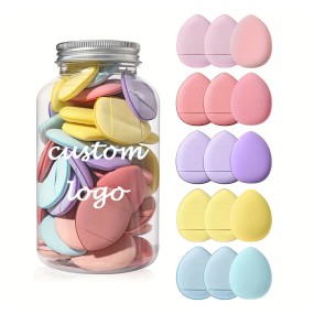 Wholesale Soft Velvet Triangle Powder Puff Square Cosmetic Makeup Sponge with Private Label Logo Bottle Packaging