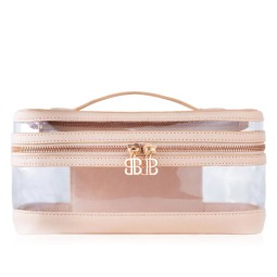 Luxury Large PU Leather Clear PVC Zipper Pouch Cases Custom Logo Small Professional Toiletry Travel Makeup Cosmetic Vanity 50g