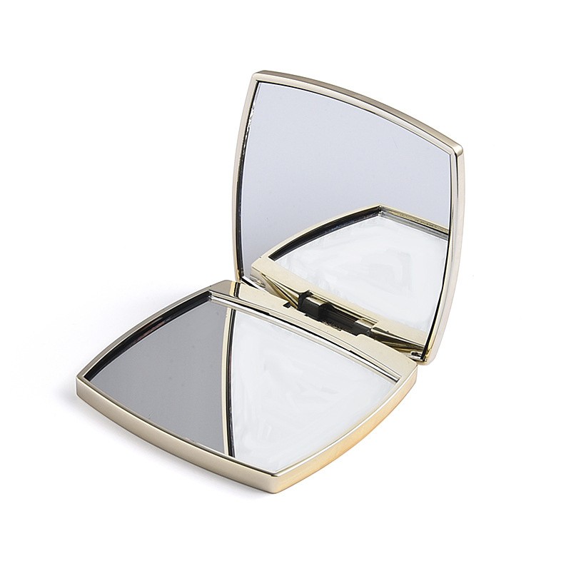 Double-sided Square Shaped Black Gold Metal Pocket Mirror Compact Pocket Mirror Makeup Compact Mirror
