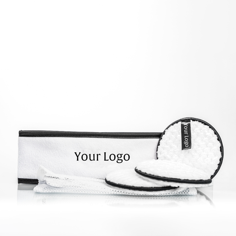 Custom Logo Effective Eco Friendly Reusable Washable Microfiber Makeup Removal Pads Bath Spa Headband