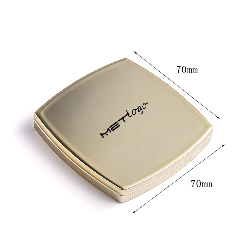 Wholesale Custom Logo Double-sided Square Shaped Black Gold Metal Pocket Mirror Compact Makeup Cosmetic Mirror