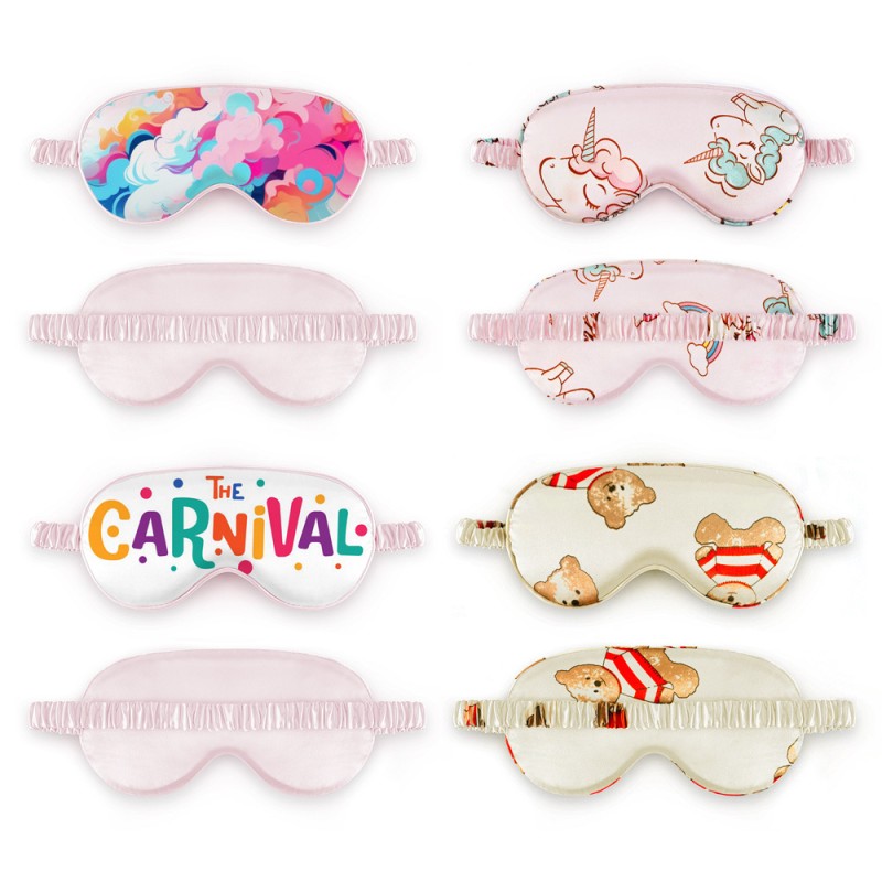 Customize Double Layer Elastic Strap Soft Eye Cover Satin Sleeping Eyemask Travel Silk Sleeping Eye Mask