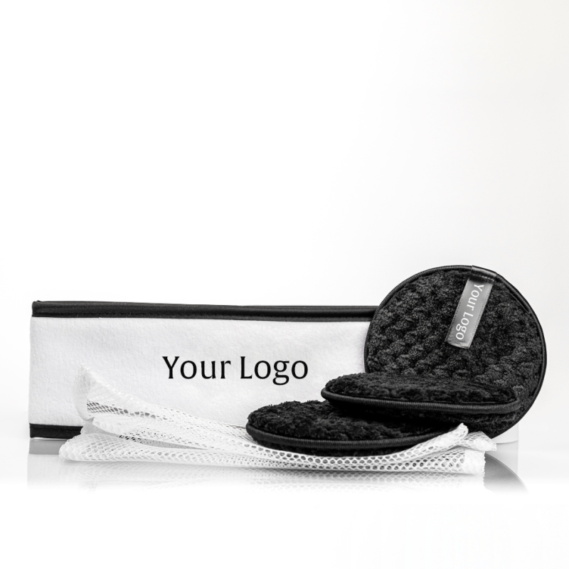 Custom Logo Effective Eco Friendly Reusable Washable Microfiber Makeup Removal Pads Bath Spa Headband