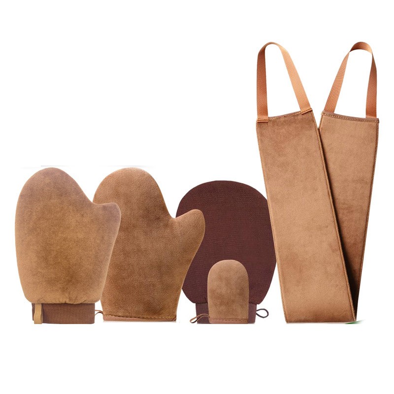Reusable Self Tanning Mitt Set 4 in 1 Self Tanner Set with Tanning Mitt Exfoliating Tan Back Applicator Glove for Sunless Tanner