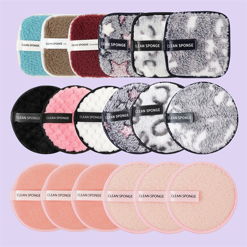 18pcs Makeup Remover Pads Cosmetics Multicolor Reusable Face Puff Washable Facial Pads Skin Care Cleansing Puff Tool