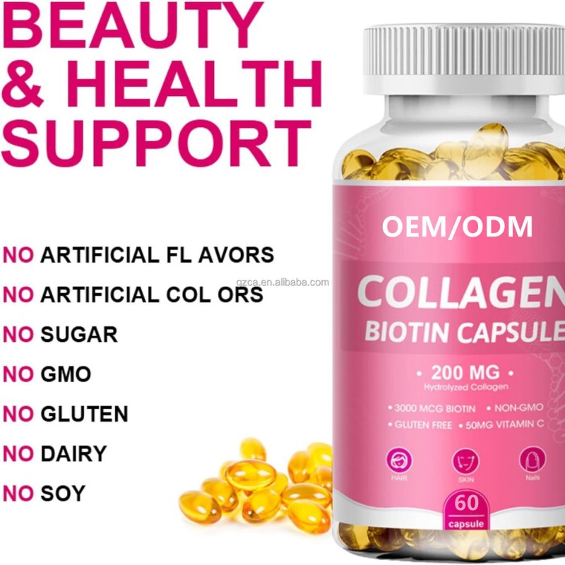 Multi Collagen Supplement Supplier - Softgel Biotin Hair Skin