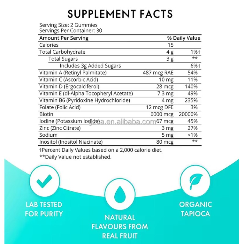 Hair Skin Nails Gummies Supplier - Biotin Vitamins Supplement