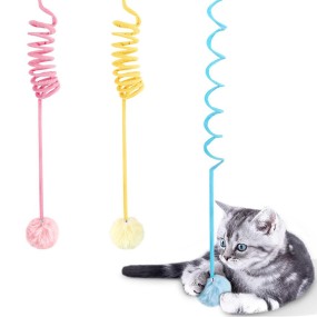 Cat Interactive Toy Supplier - Spring Plush Feather Teaser