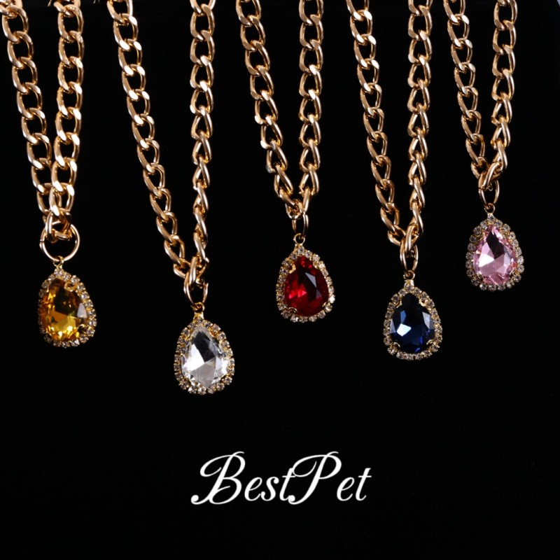 Pet Necklace Supplier - Gemstone Heart Shape Bling
