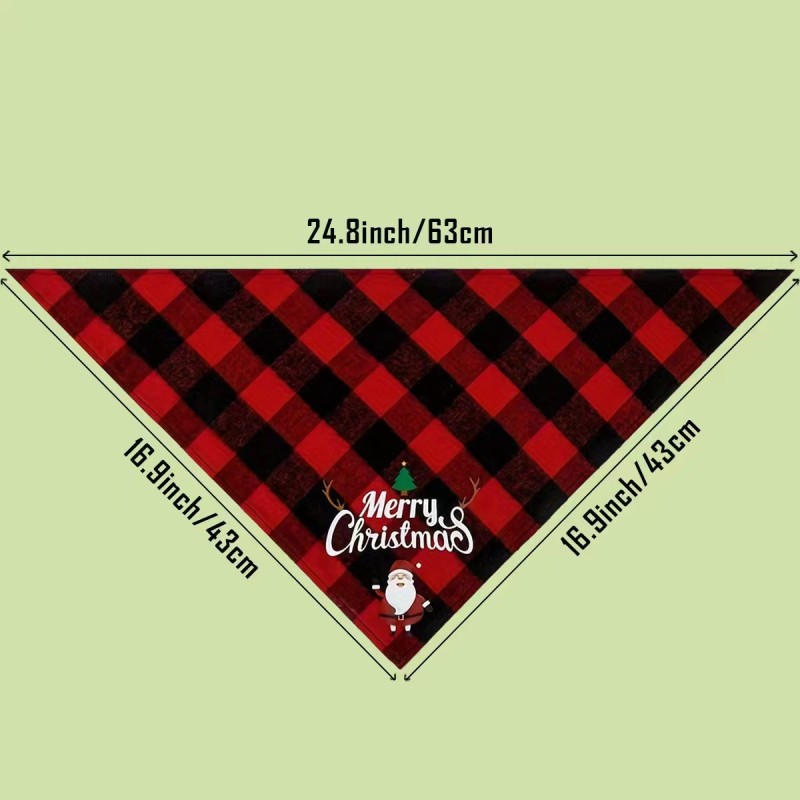 Pet Bandana Manufacturer - Plaid Triangle Bib Christmas