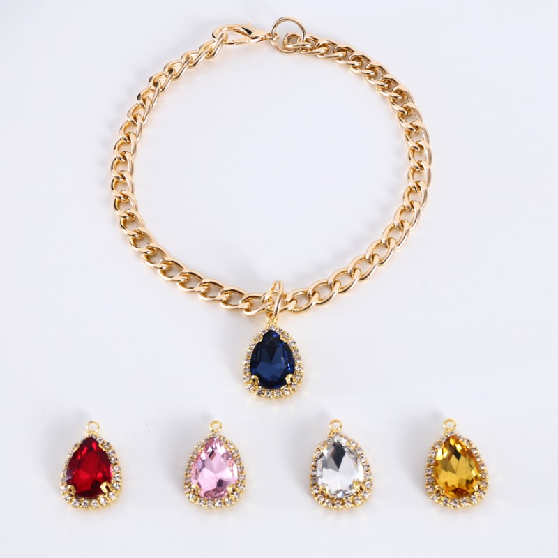 Pet Necklace Supplier - Gemstone Heart Shape Bling