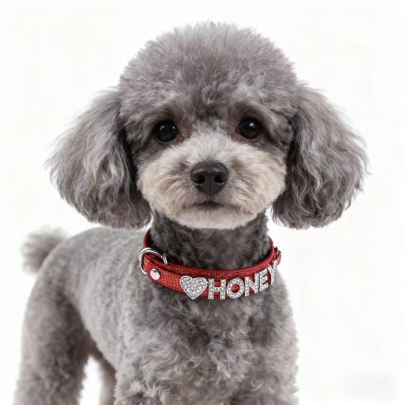 Cat Collar Supplier - PU Material Bling Crystal Buckle