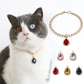 Pet Necklace Supplier - Gemstone Heart Shape Bling