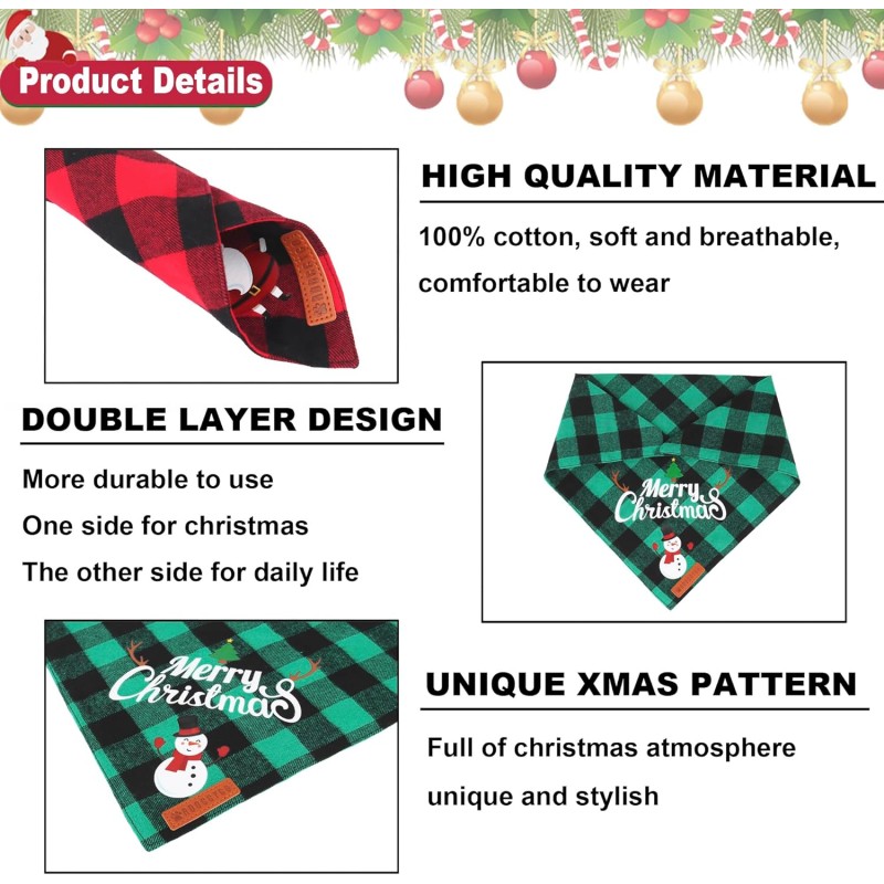 Pet Bandana Manufacturer - Plaid Triangle Bib Christmas