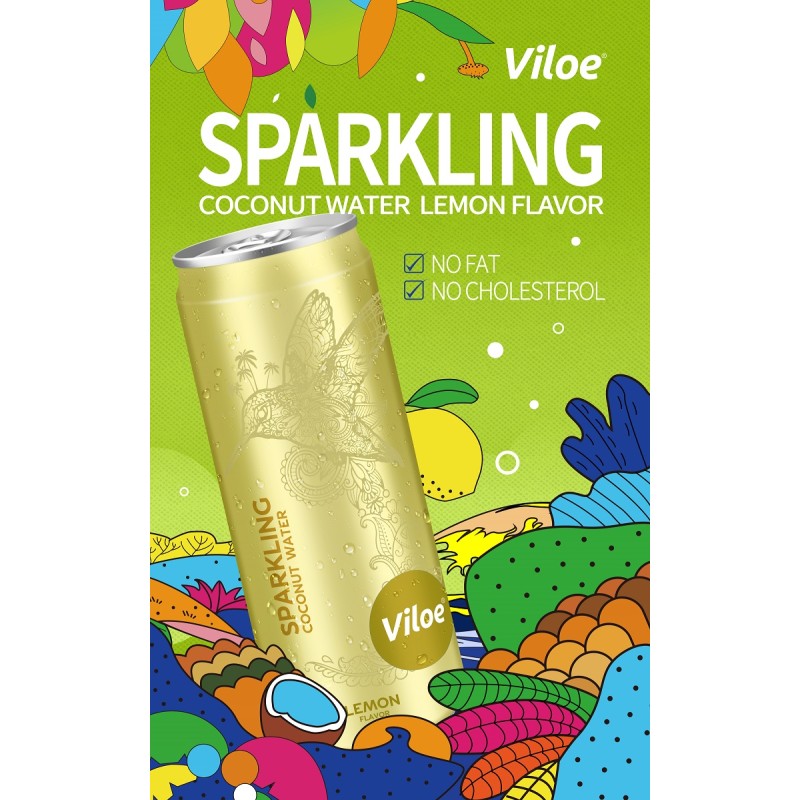 Viloe Natural Energy Vitamin Drink 330ml Pure Canned Coconut Water Box Packaging Other Beverages
