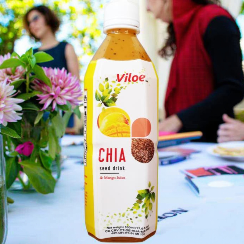 Natural Fruit Flavor Mango Taste Chia Seed Drink 500ml Plastic Bottle OEM Factory Price Well-Sold Beverage From Vietnam