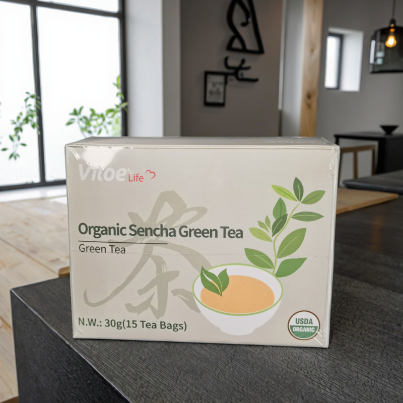 Premium Organic Japanese Sencha Green Tea Freshly Processed and Dried in Bulk Box Bag for Slimming