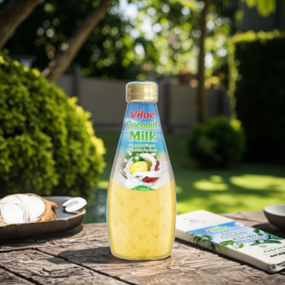 Viloe Brand Healthy Drink Coconut Milk with Melon Flavor Concentrate and Sweet Bottle Size 290ml. Beverage Made in VIETNAM