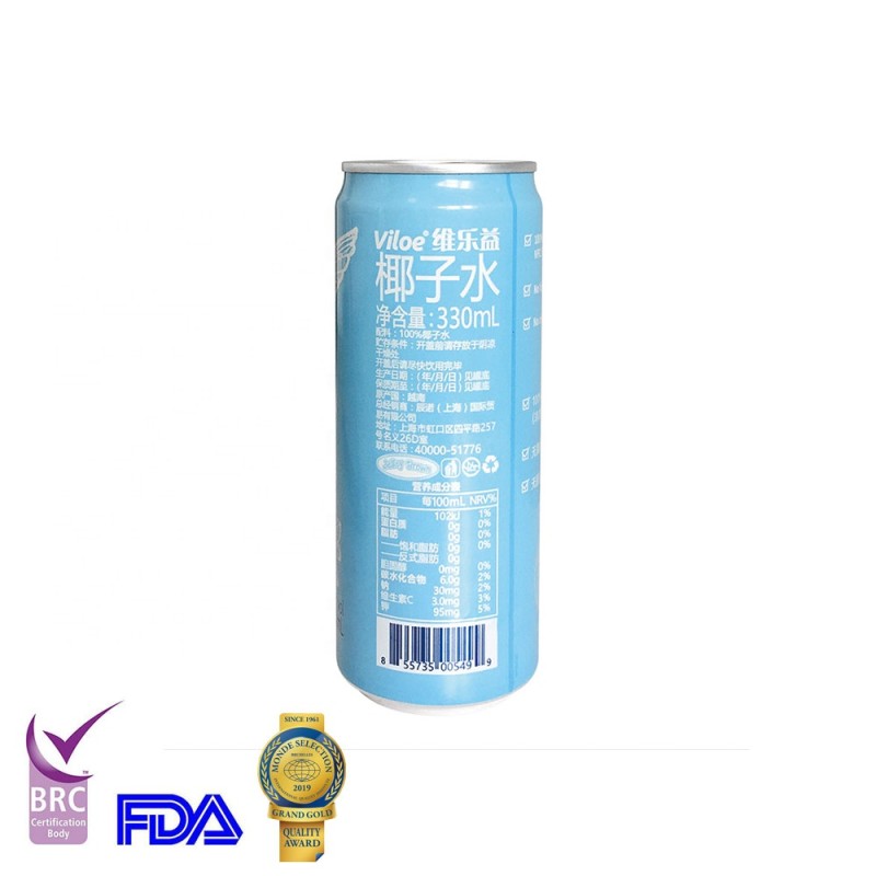 Viloe Natural Energy Vitamin Drink 330ml Pure Canned Coconut Water Box Packaging Other Beverages