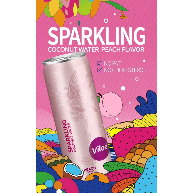 Viloe Natural Energy Vitamin Drink 330ml Pure Canned Coconut Water Box Packaging Other Beverages