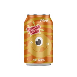 Viloe Fruity Orange Soda 330mL Carbonated Beverage Cool Refreshing Soft Drinks with Sparkling Water Flavored with Fresh Oranges
