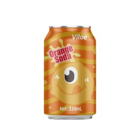 Viloe Fruity Orange Soda 330mL Carbonated Beverage Cool Refreshing Soft Drinks with Sparkling Water Flavored with Fresh Oranges