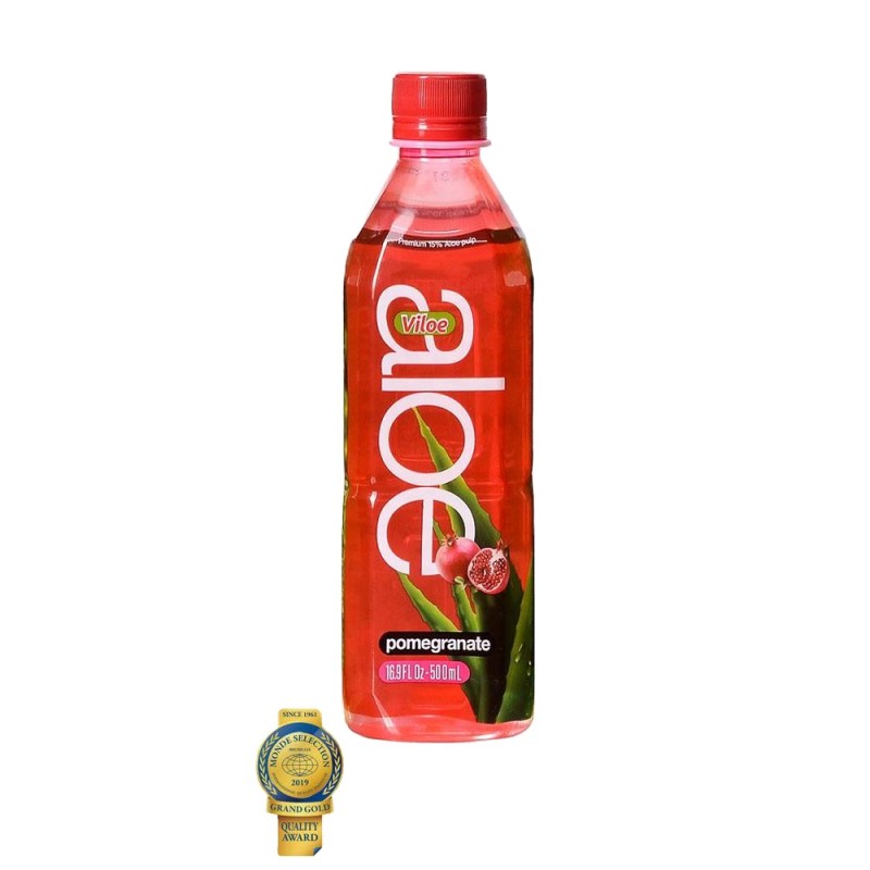 Viloe 500ML Aloe Vera Puree Cholesterol Free with Pomegranate Mango Pineapple Guava Flavors in Water Bottle for Soft Drinks